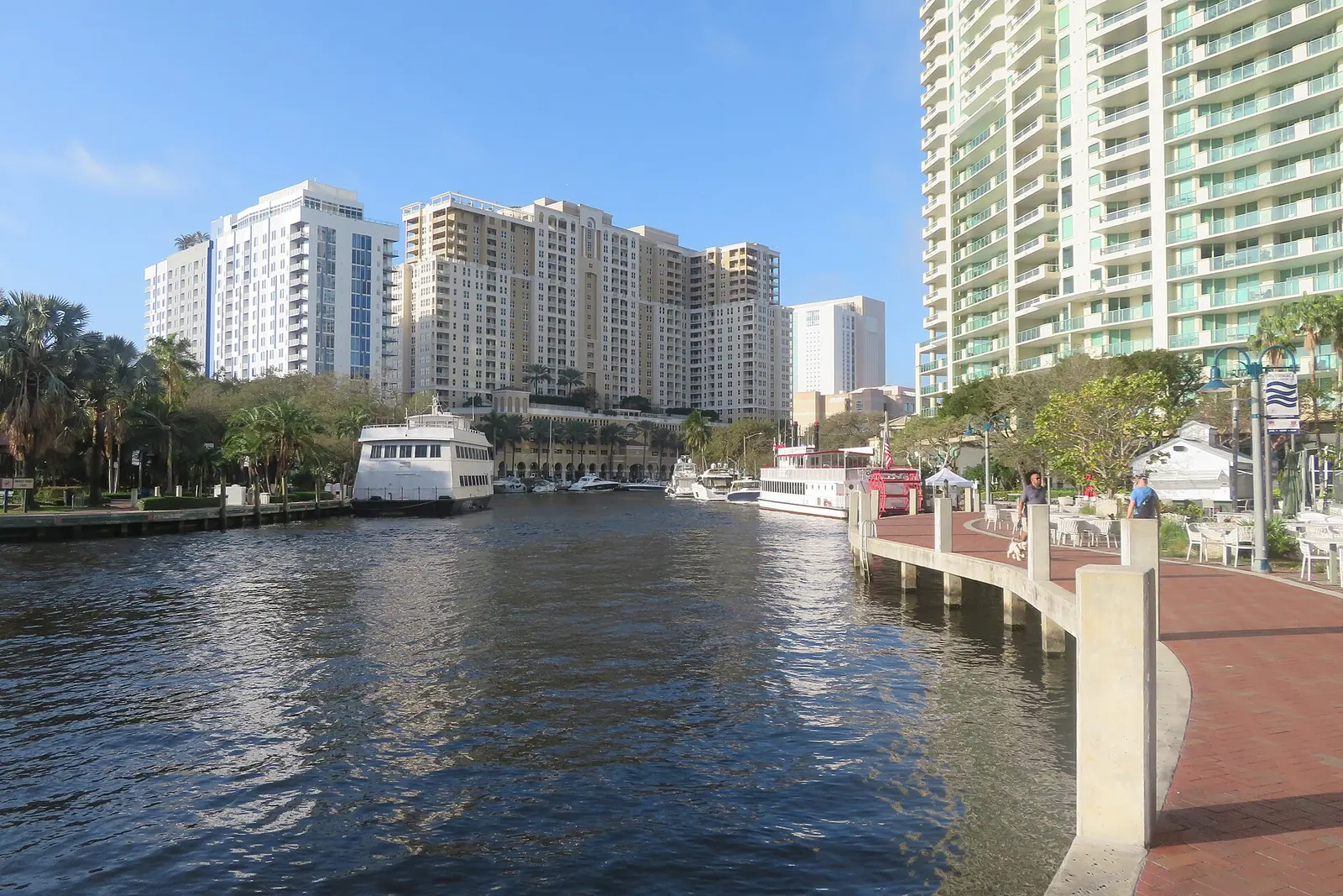 The Riverwalk along the New River in downtown Fort Lauderdale.