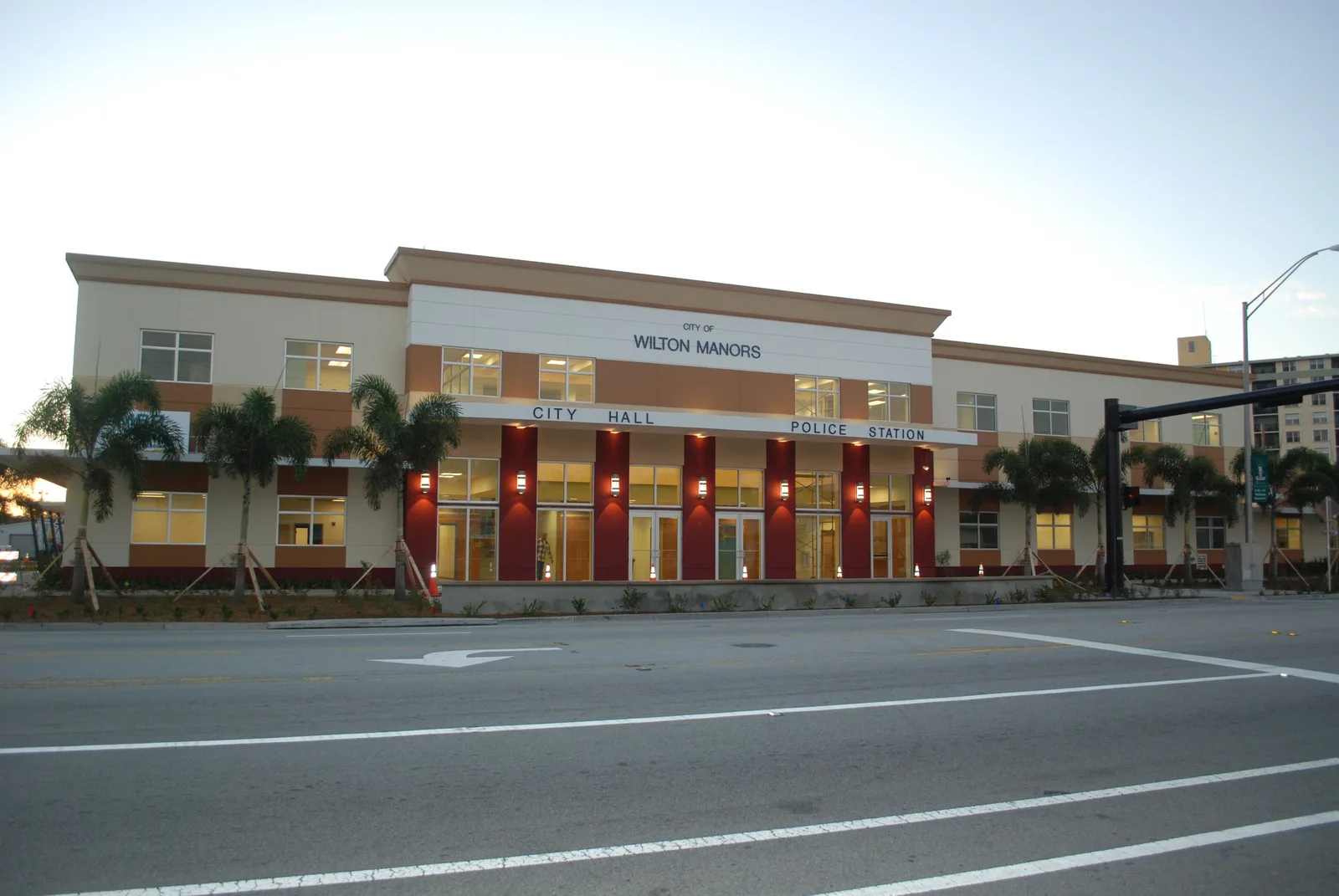 Wilton Manors City Hall on Wilton Drive, the street that closes for the Wicked Manors Halloween party.
