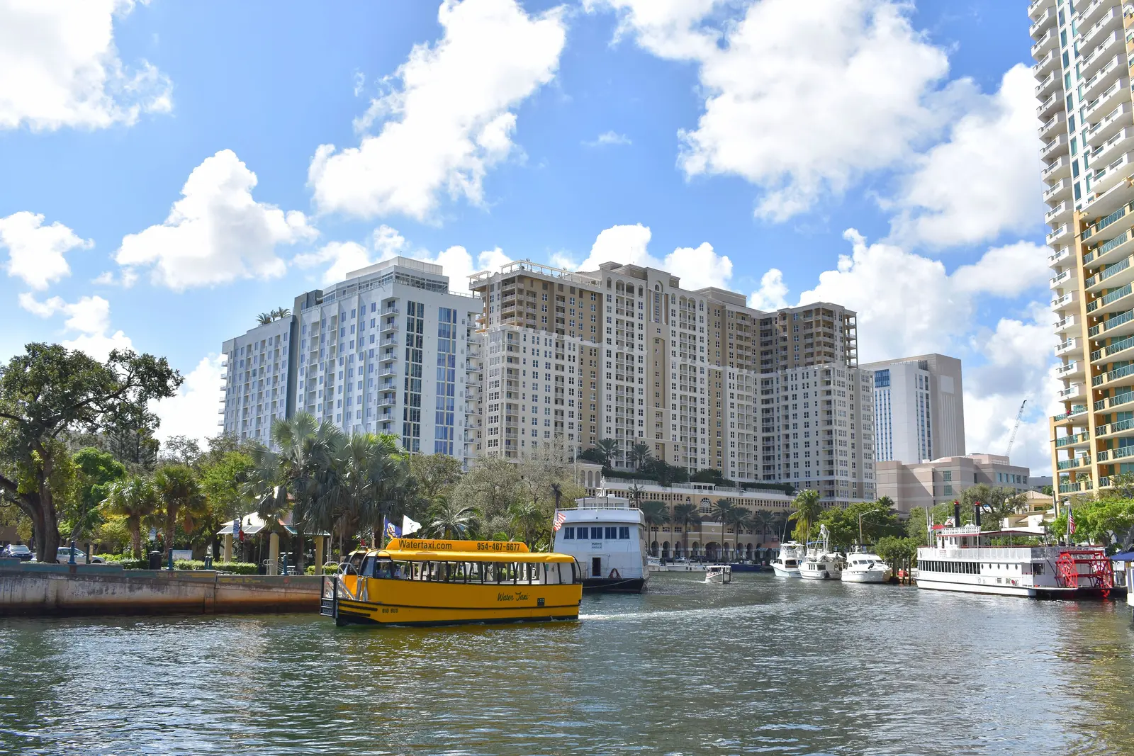 A Water Taxi on the Tarpon River in Fort Lauderdale; the company's holiday lights cruises leave from the New River.