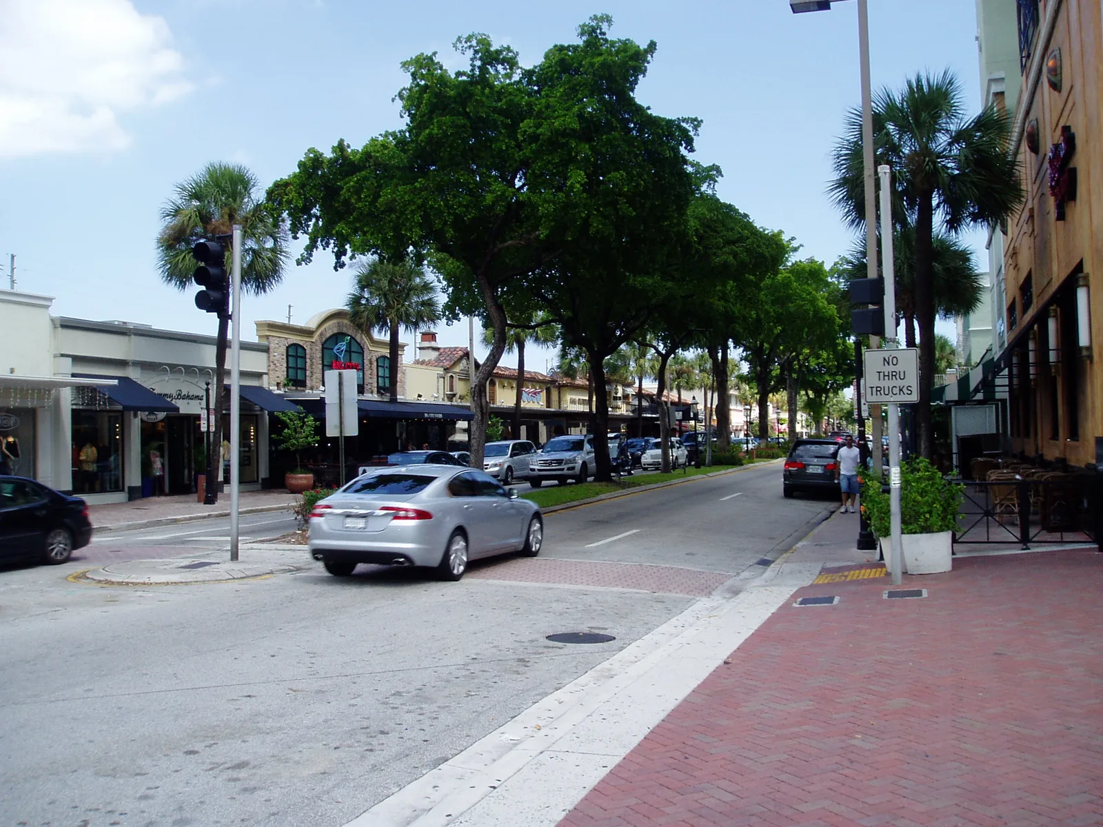 Shops, restaurants and shade trees along Las Olas Boulevard in Fort Lauderdale.