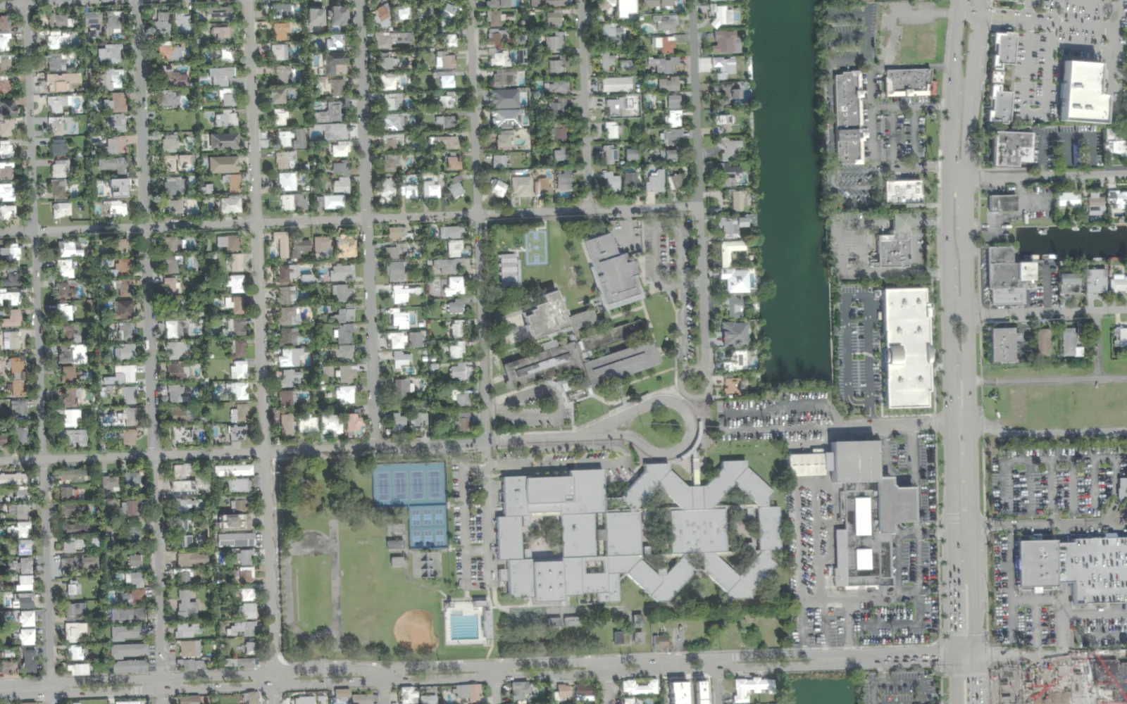 Bennett Elementary School's campus on NE 14th Street in Fort Lauderdale, seen from the air