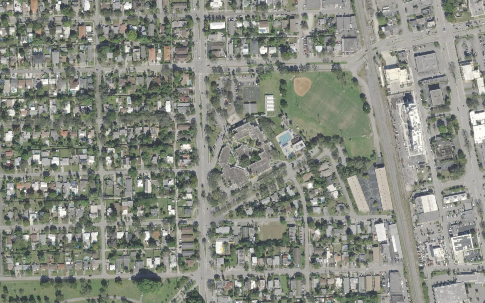 Croissant Park Elementary School's campus on SW Fourth Avenue in Fort Lauderdale, seen from the air