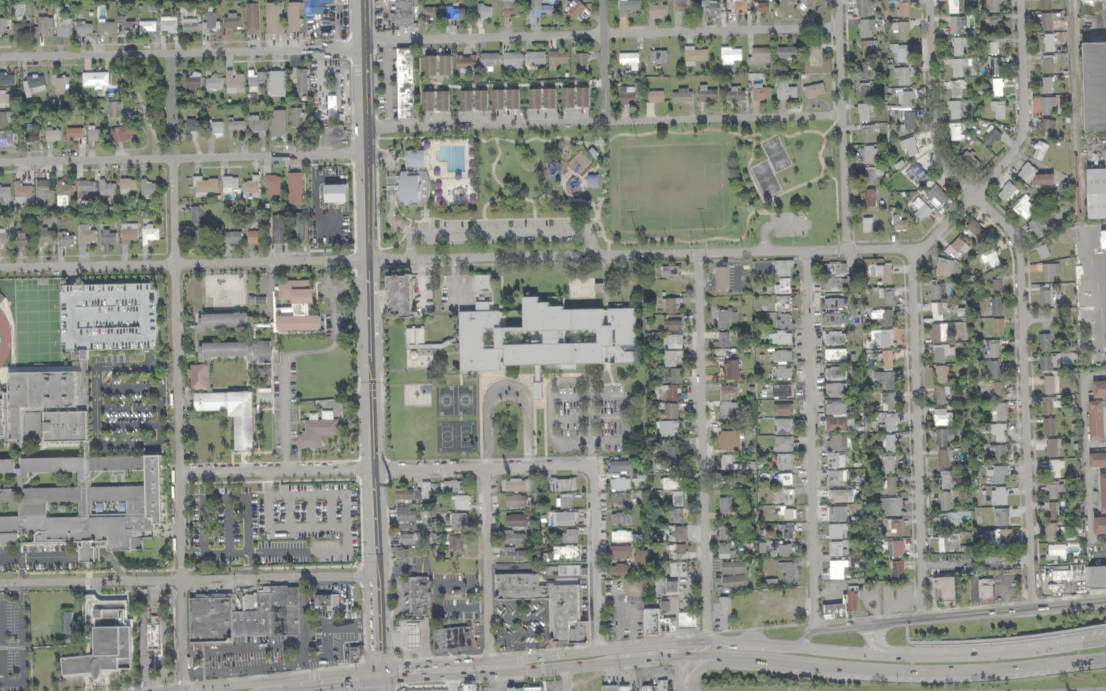 Riverland Elementary School's campus on SW 11th Court in Fort Lauderdale, seen from the air