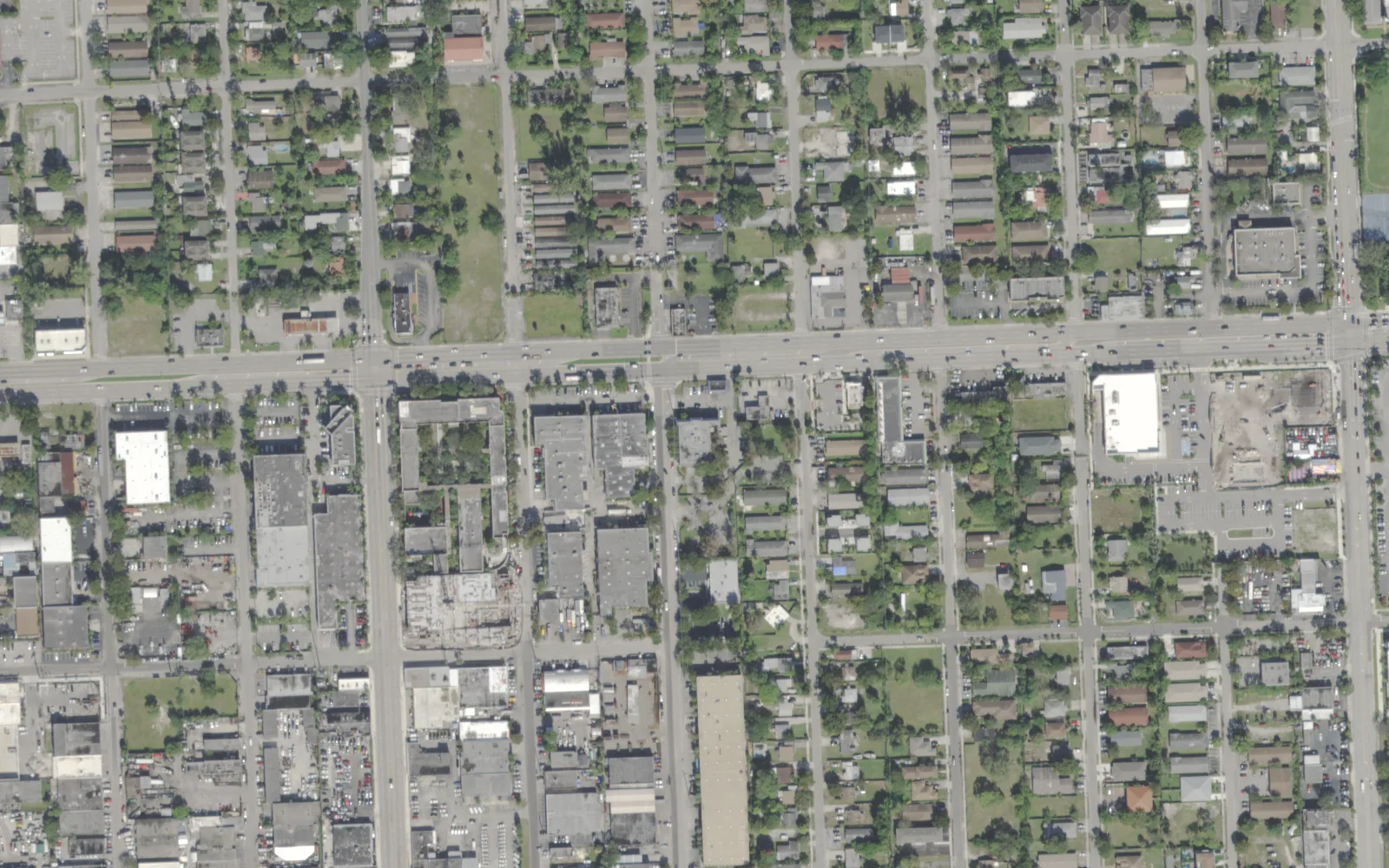 Sandra Marie Curtis High School's site on West Sunrise Boulevard in Fort Lauderdale, seen from the air