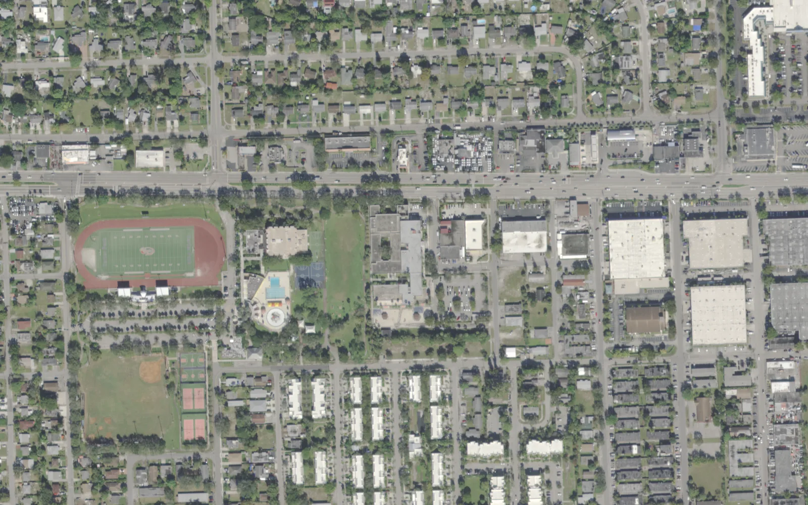 Sunland Park Academy's campus on NW 13th Terrace in Fort Lauderdale, seen from the air