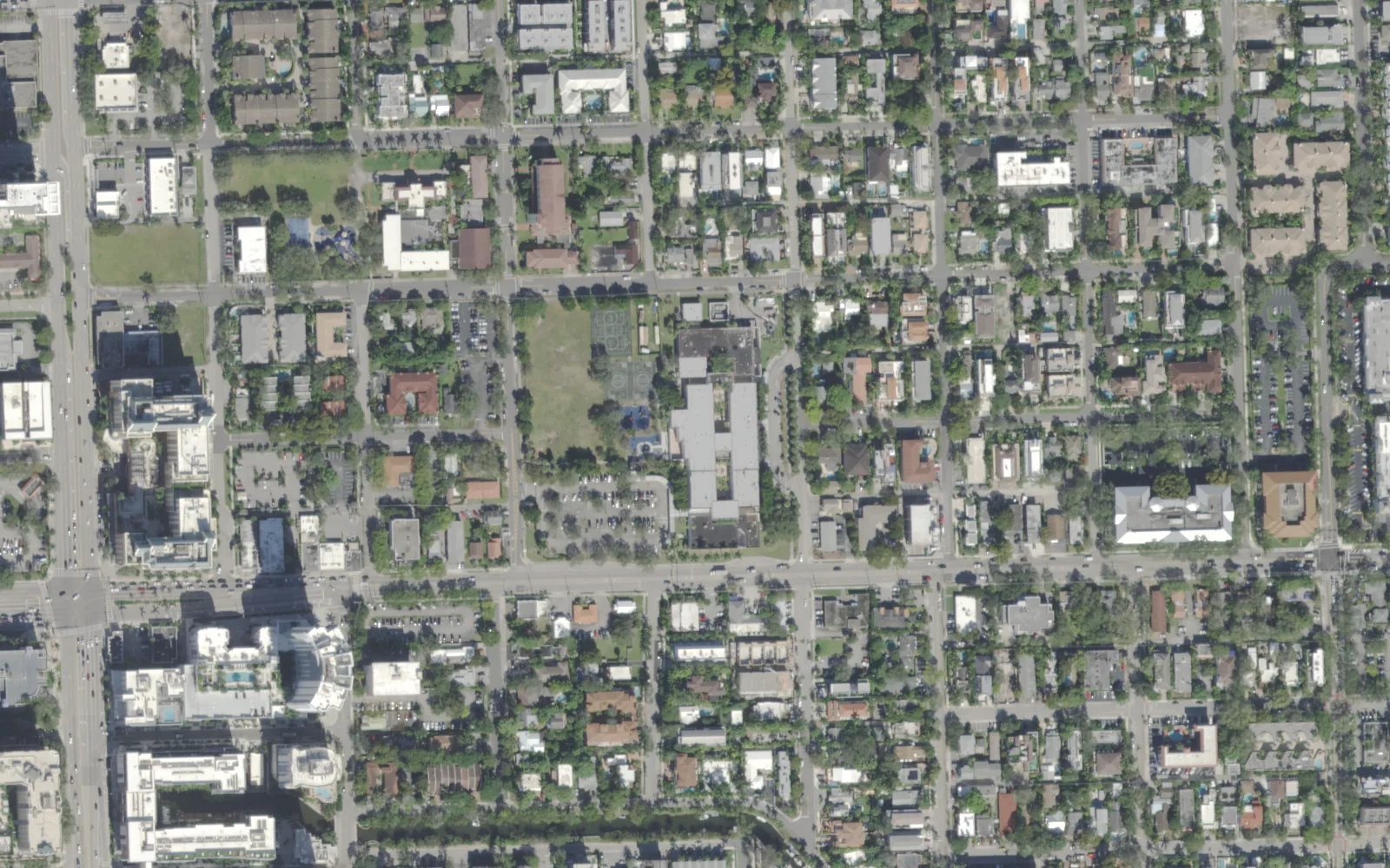 Virginia Shuman Young Elementary School's campus on NE 11th Avenue in Fort Lauderdale, seen from the air