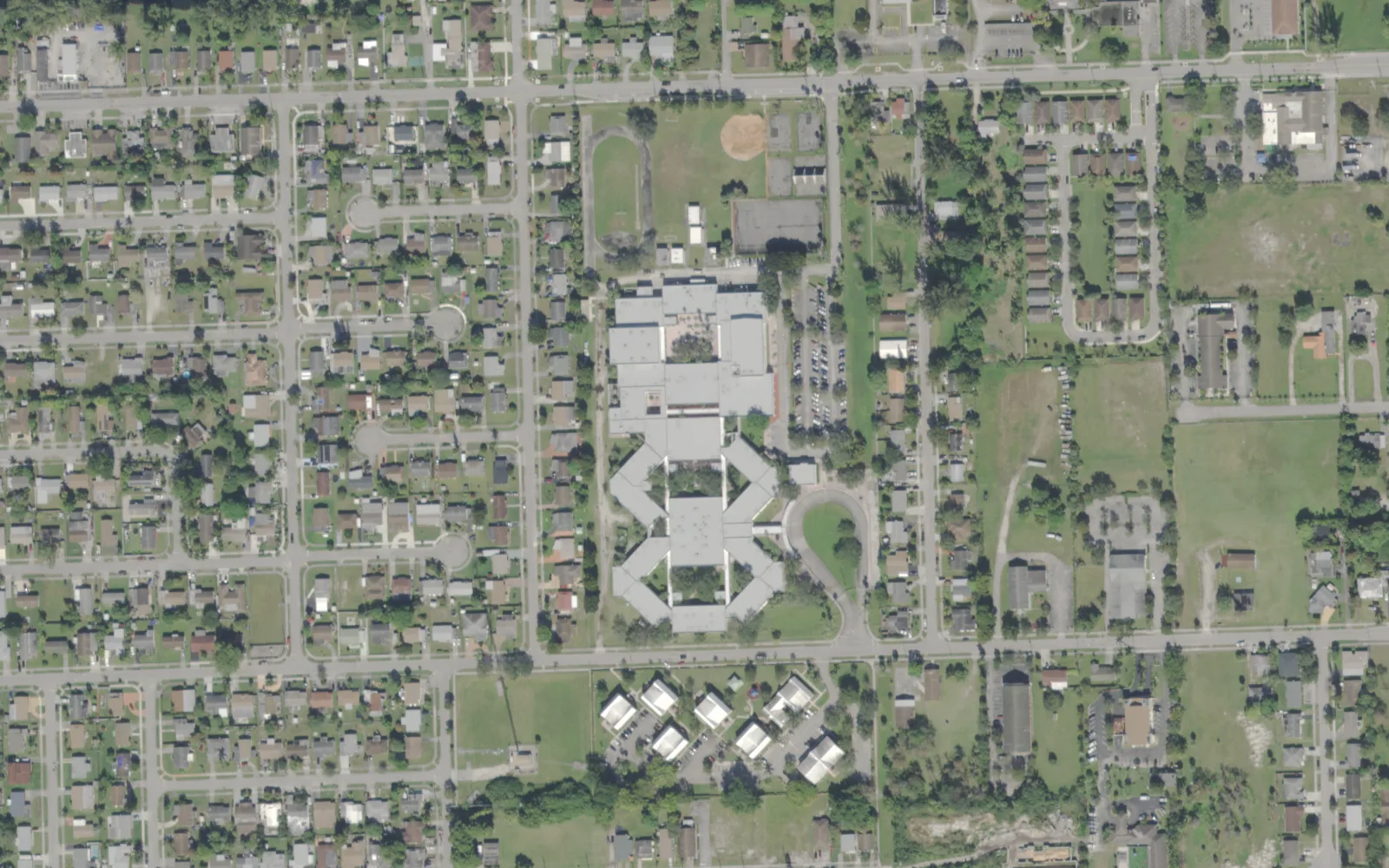 William Dandy Middle School's campus on NW 26th Street in Fort Lauderdale, seen from the air